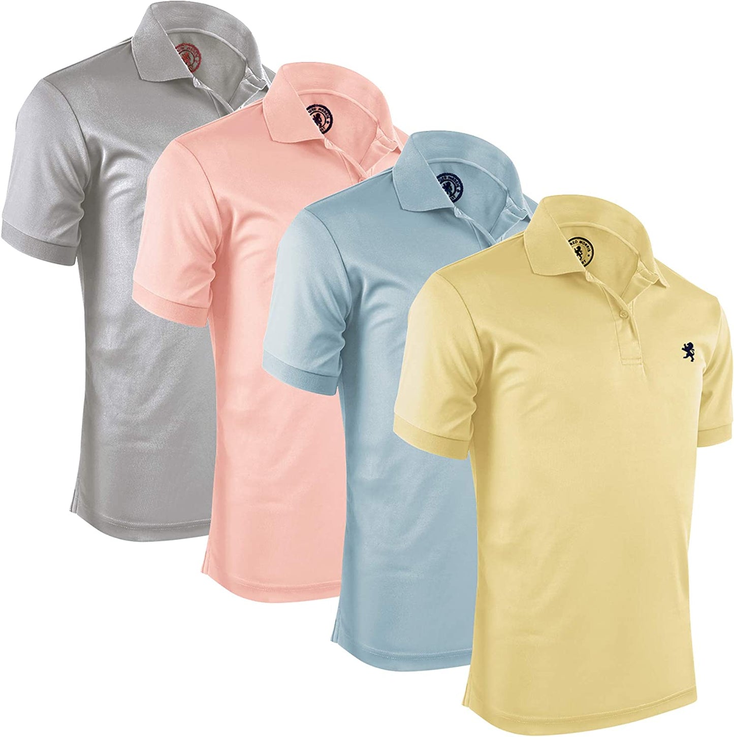 Mens Striped Short Sleeve Polo Shirts 4 Pack
