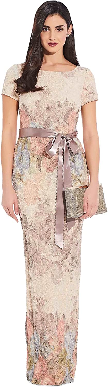 Papell Women's Matelasse Column Gown