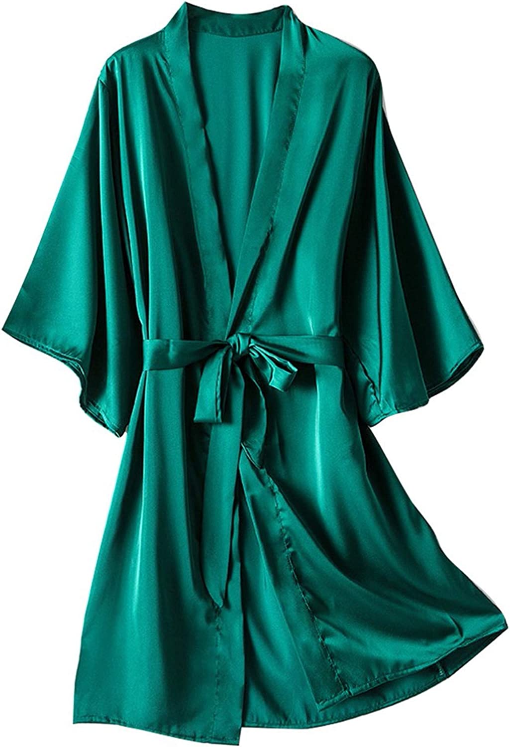 Womens Satin Kimono Robes Silk Short Bridesmaid Robe Lingerie Dressing Gown Bathrobe Nightgown Sleepwear