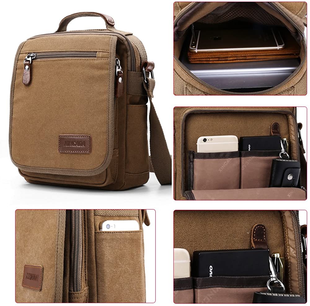 Mens Bag Messenger Bag Canvas Shoulder Bags Travel Bag Man Purse Crossbody Bags for Work Business