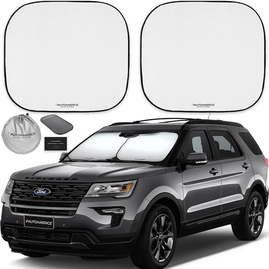 Windshield Sun Shade 2-Piece Foldable Car Front Window Sunshade for Most Sedans SUV Truck - Auto Sun Blocker Visor Protector Blocks Max UV Rays and Keeps Your Vehicle Cool (Universal Fit)