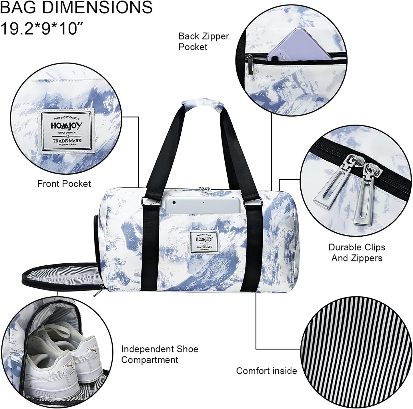 Large Duffel/Shoulder with Shoe Pocket Weekender Bag,Travel Duffel Bag,Sports Tote Gym Bag