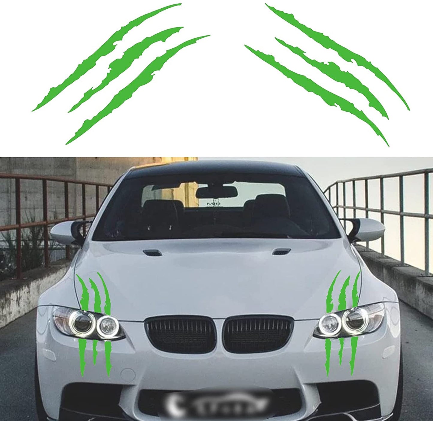 2 Piece Car Decal Sticker,Claw Marks Headlight Marks Decal,Vinyl car Exterior Accessories Decal Uniserval Fit Blue