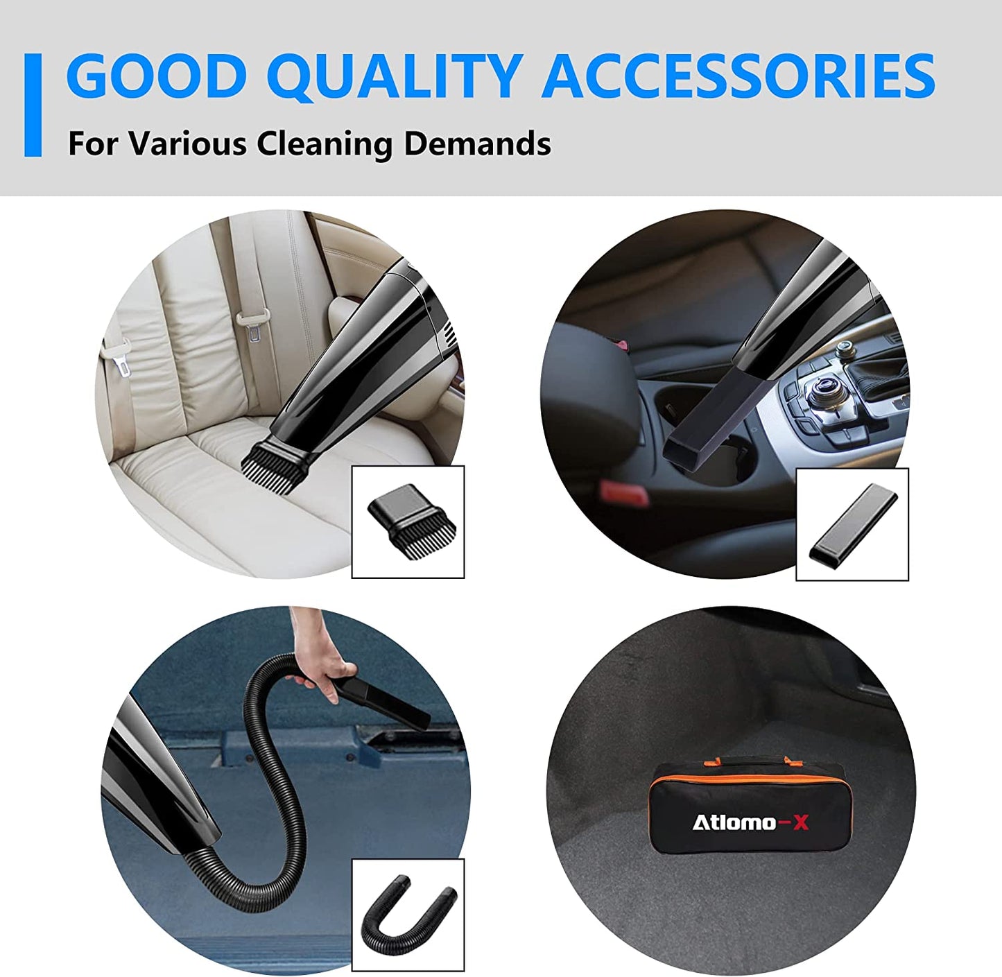 12KPa Portable Car Vacuum Cleaner High Power Wet Dry Handheld Mini Car Detailing Vacuum Cleaner for Car Carpet Seats Water Pet Dog Hair with 2 HEPA Storage Bag 16.4ft Corded Aspiradora para Carro