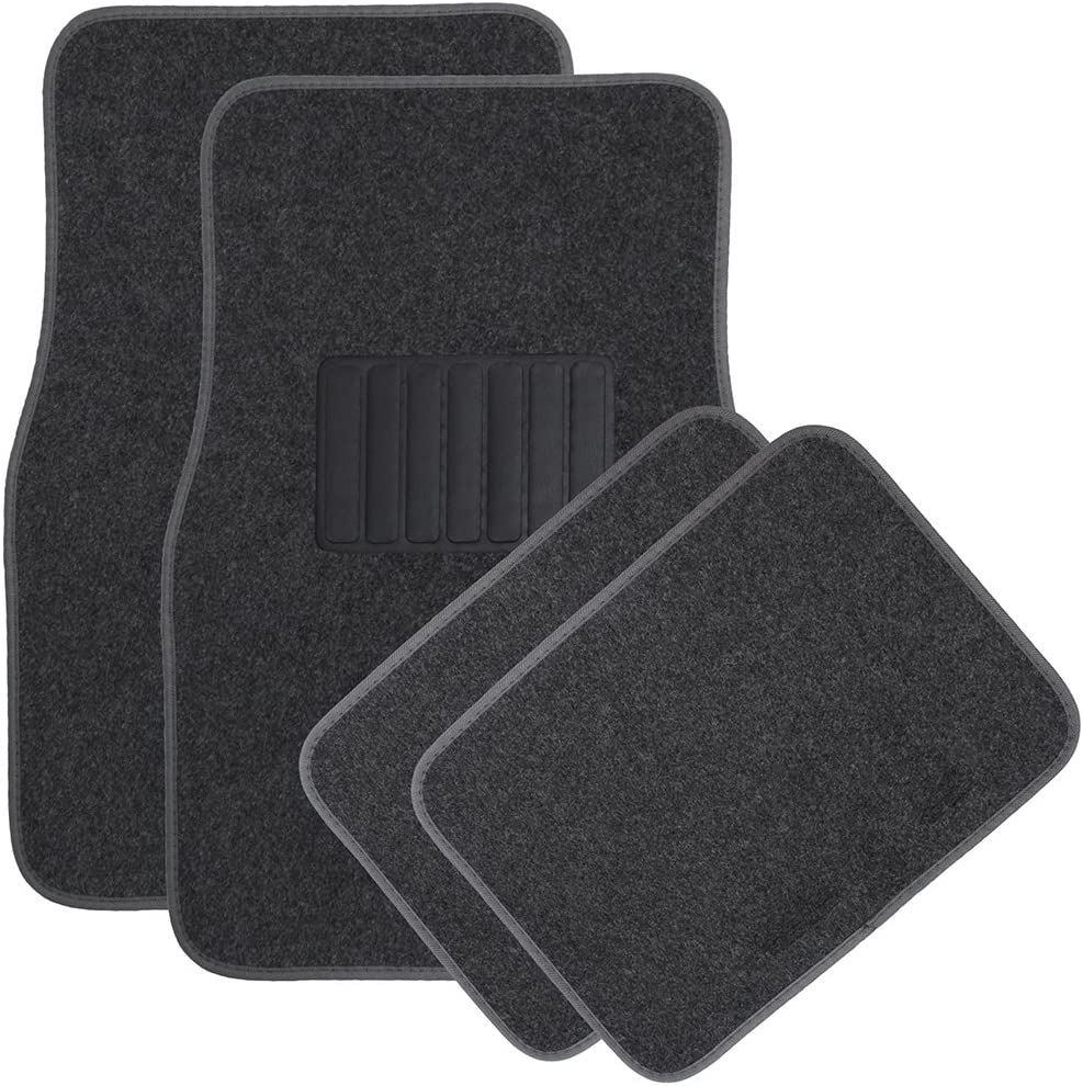 4pc Full Set Carpet Floor Mats, Universal Fit Mat for Car, SUV, Van Trucks - Front Rear, Driver Passenger Seat Beige