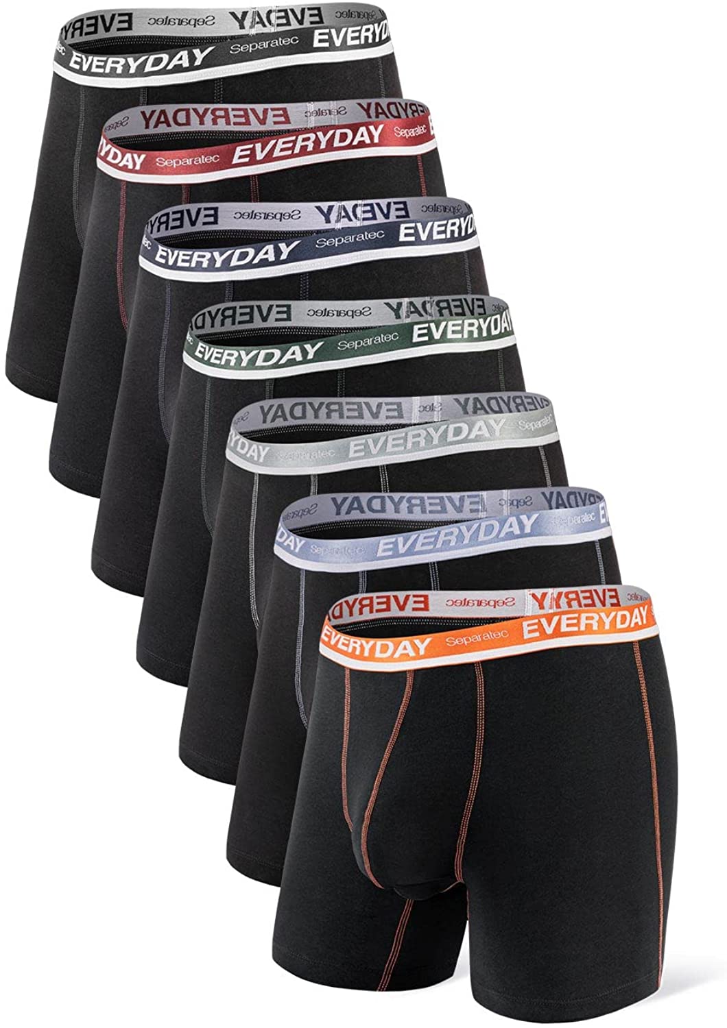 Men's 7 Pack Breathable Cotton Underwear Separated Pouch Colorful Everyday Boxer Briefs