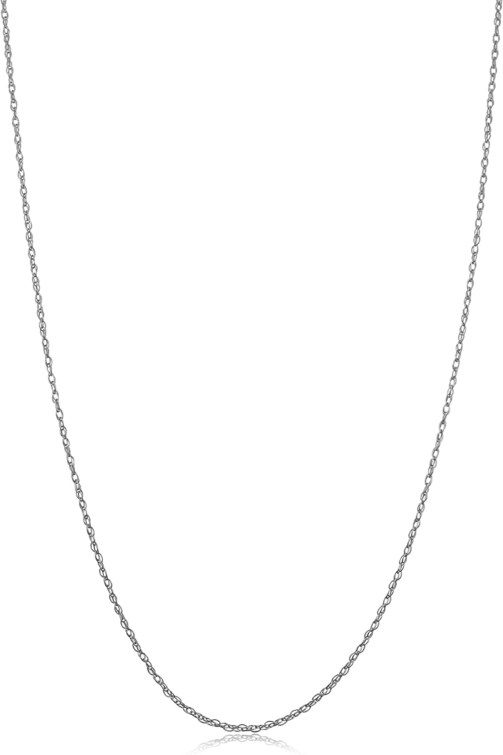 14k White Gold Rope Chain Barely-There Necklace For Women (0.7 mm, 0.9 mm, 1 mm or 1.3 mm) - Thin And Lightweight