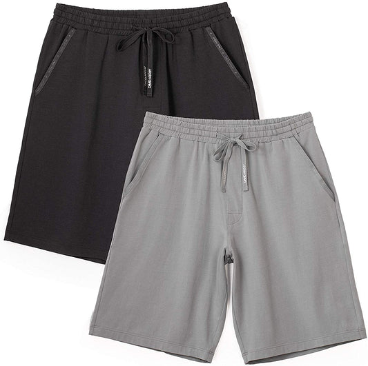 Men's 2 Pack Soft Cotton Sleep Shorts for men Lounge Pants Wear Pajama Bottoms with Pockets