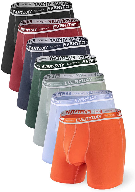 Men's 7 Pack Breathable Cotton Underwear Separated Pouch Colorful Everyday Boxer Briefs