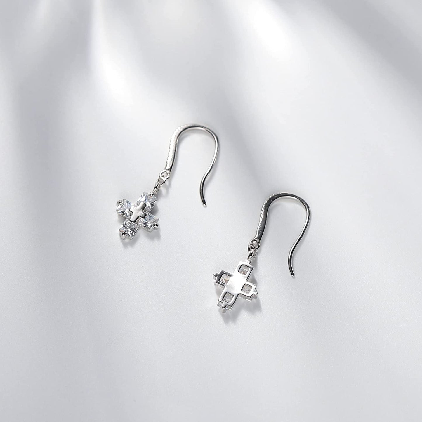 Crsiller Cross Drop Earrings for Women 925 Sterling Silver Eardrop