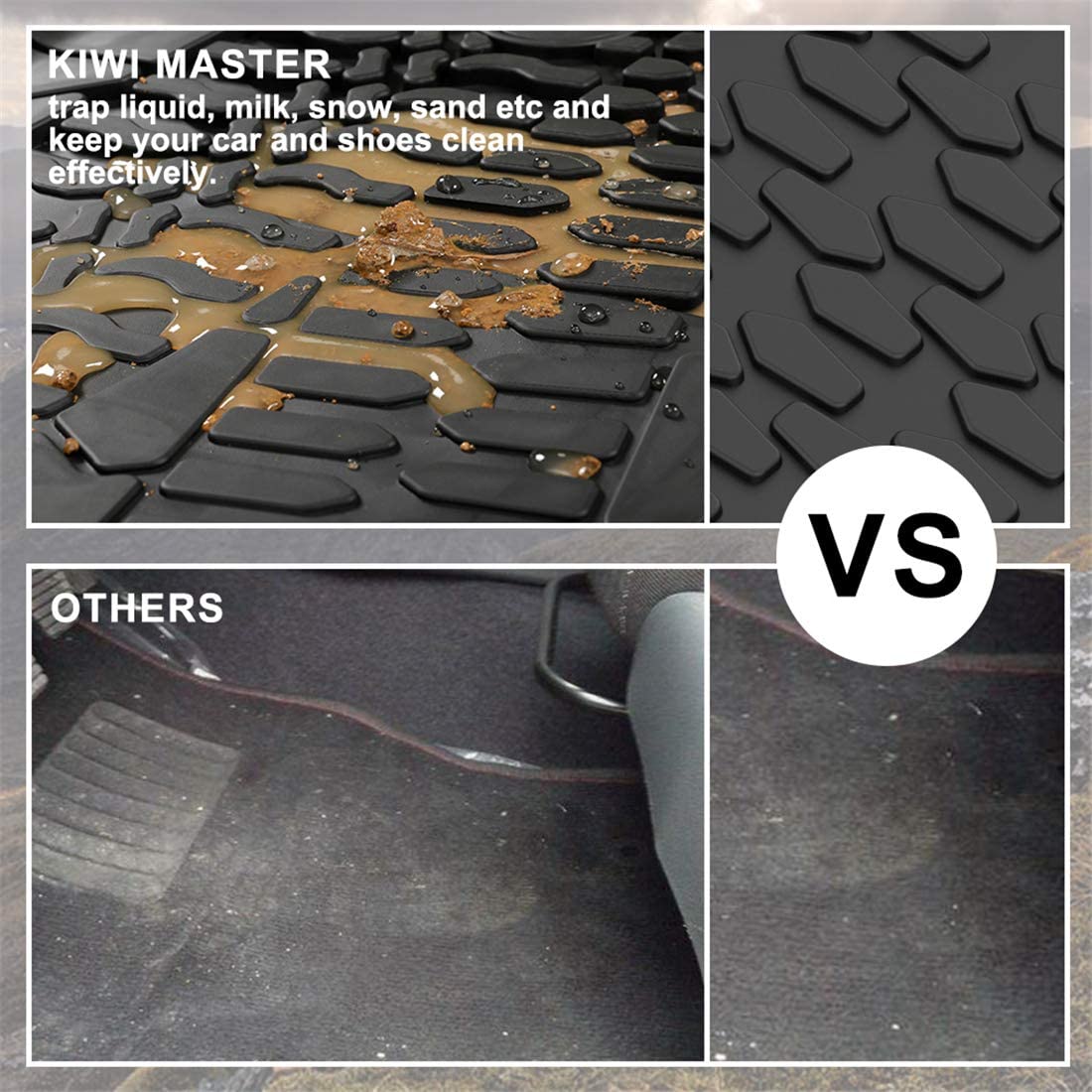 Floor Mats & Cargo Liners Set Compatible for 2017-2022 Jeep Compass Accessories Front & 2nd Row Seat Trunk All Weather Mat Slush Liner Black