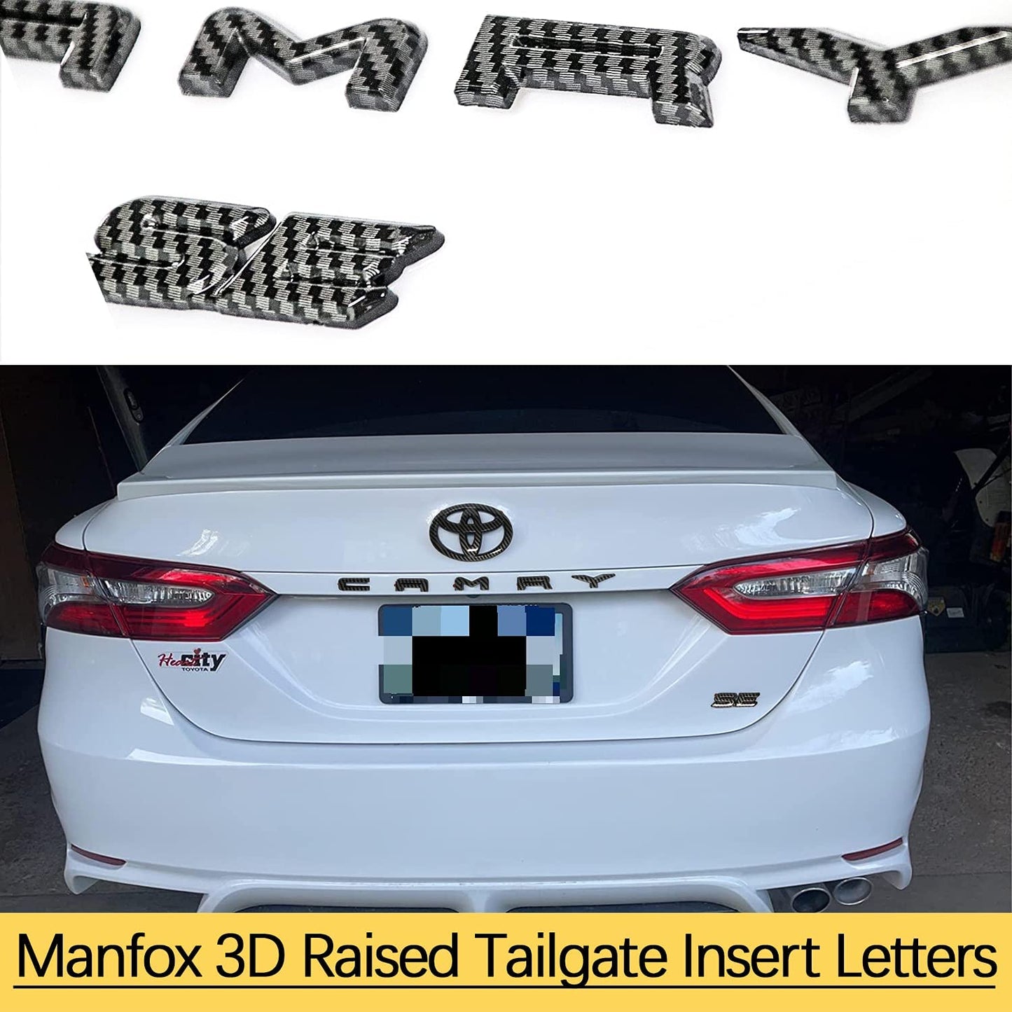 3D Blackout ABS Plastic Tailgate Emblems Overlay Kit with Strong Adhesive Compatible for 2019 2020 2021 2022(Carbon Fiber)