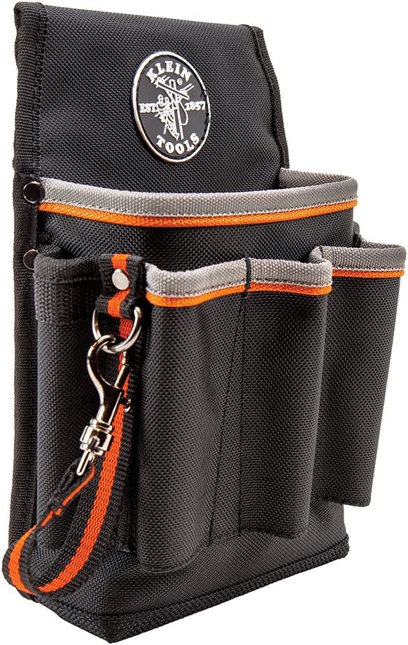 Klein Tools 5242 Tool Pouch, Tradesman Pro tool Pouch with Electrical Tape Thong, Reinforced Bottom, 9 Pockets