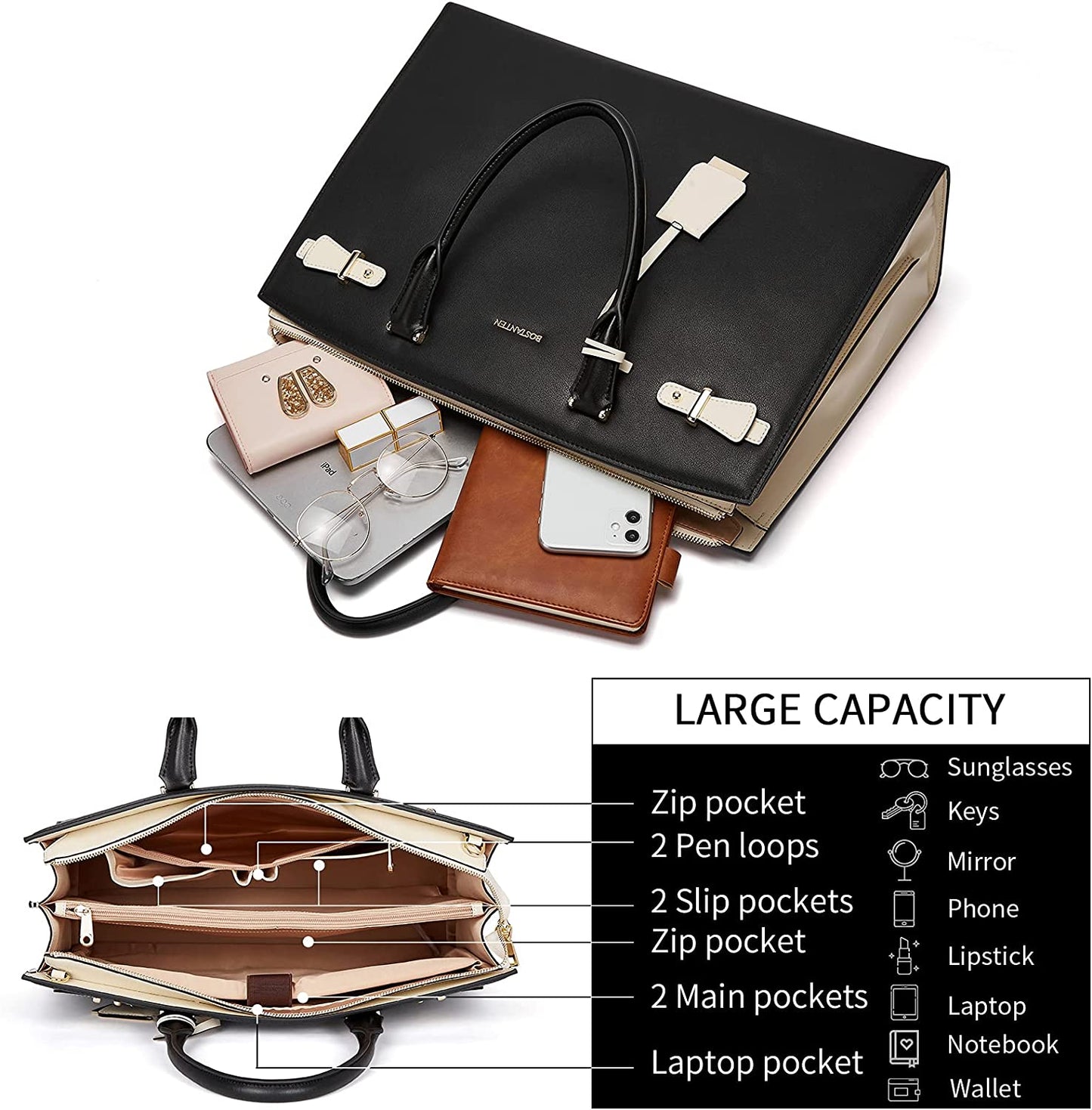 Briefcase for Women 15.6 Inch Genuine Leather Laptop Briefcase Shoulder Work Tote Bag Purse