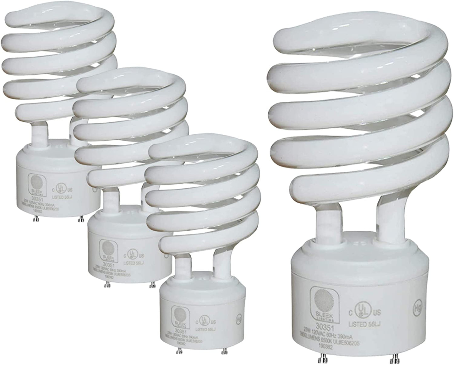 GU24 23Watt 2700K 1600lm 2 Prong Light Bulbs- UL approved-120v 60Hz - Mini Twist Lock Spiral -Self Ballasted CFL Fluorescent Bulbs- 1600lm Warm White 4 Pack (100 Watt Equ)