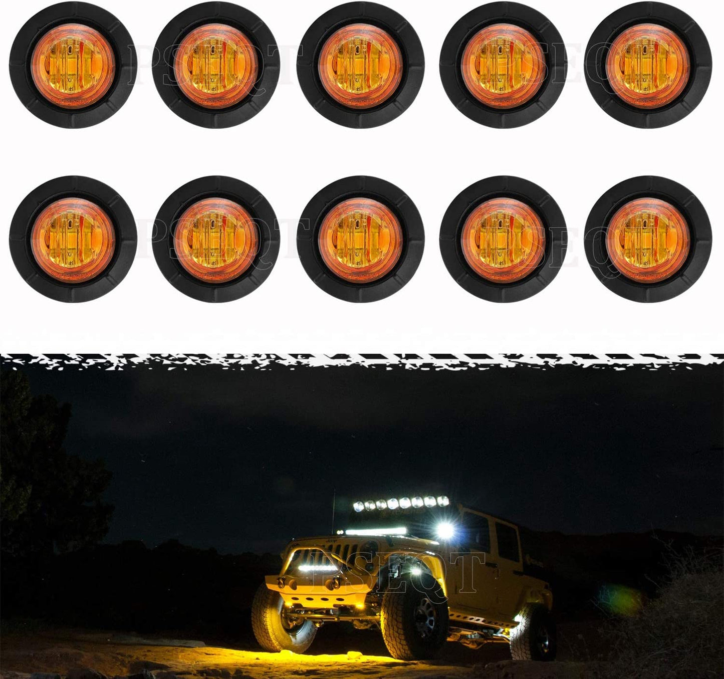 3/4" LED Rock Lights Round Underglow Wheel Fender Side Marker Clearance Lights with Bullet Grommets Waterproof for Trailer Golf Cart Offroad Wrangler Truck RV UTV ATV (Blue, 10Pcs)