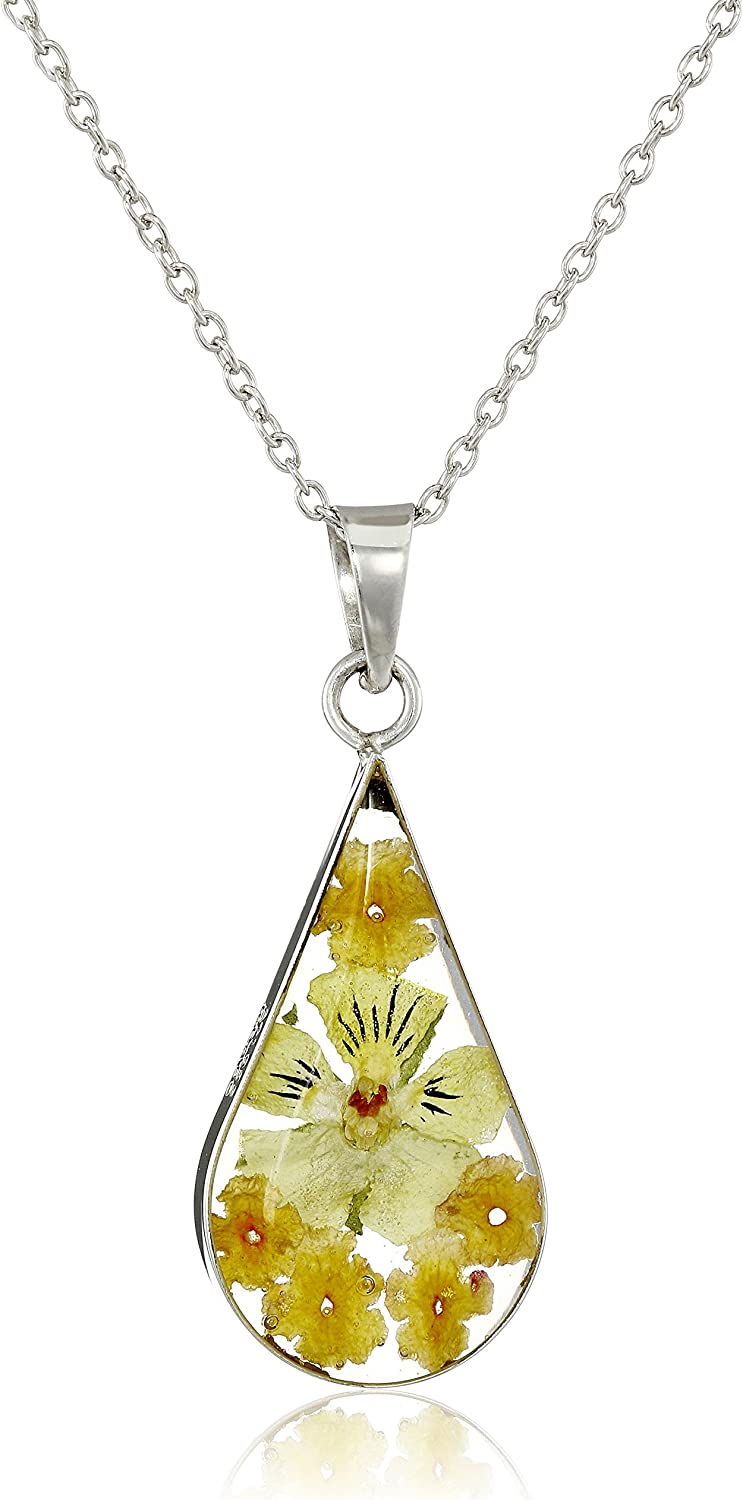 Collection Sterling Silver/Gold Over Sterling Silver Pressed Flower Pendant Necklace