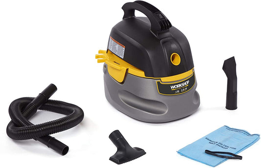 Wet/Dry Vacs Vacuum WS0255VA Compact, Portable Wet/Dry Vacuum Cleaner, 2.5-Gallon Small Shop Vacuum Cleaner, 1.75 Peak HP Portable Vacuum, Gray