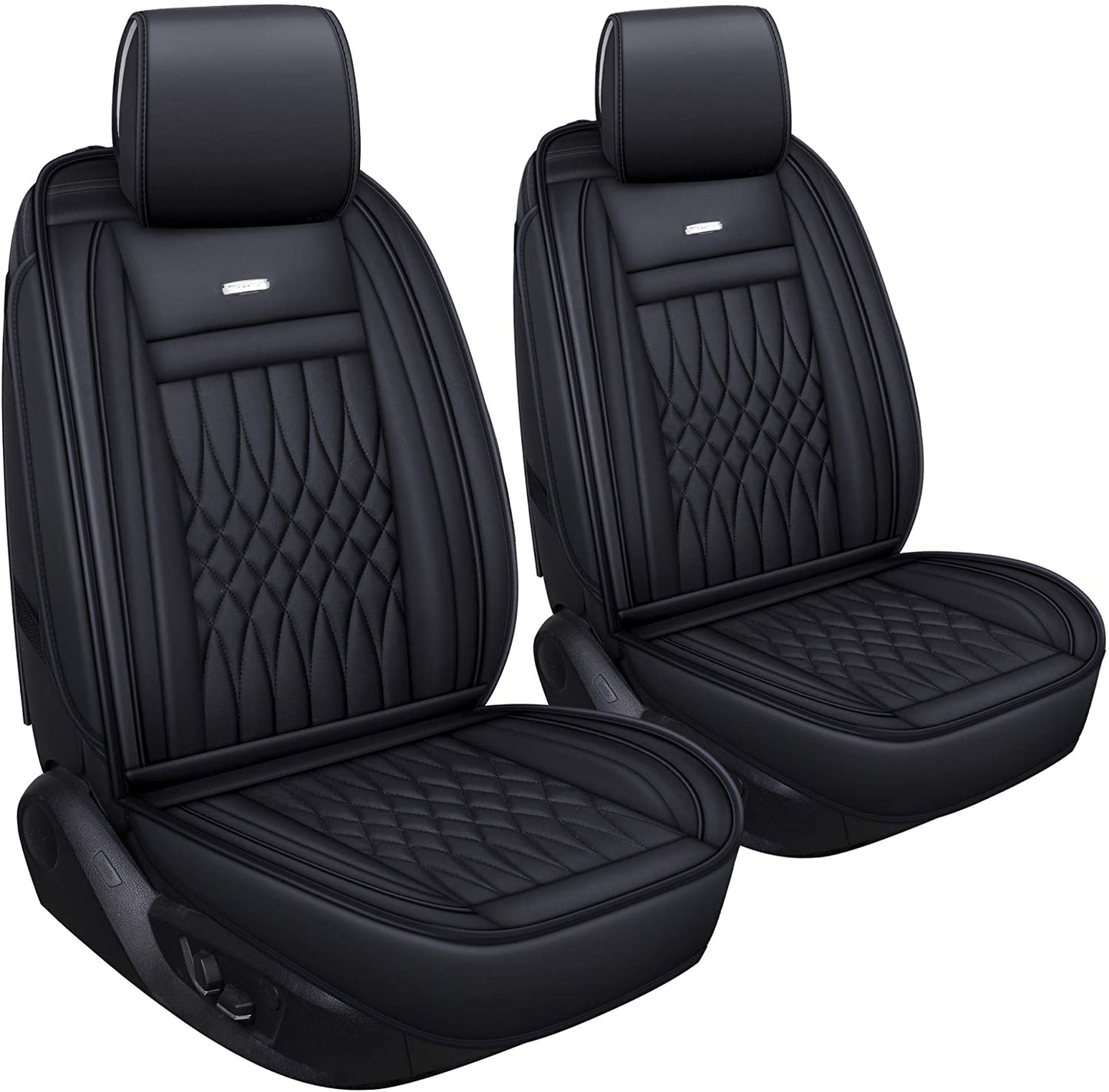 5 Car Seat Covers Full Set with Waterproof Leather Universal Fit for Elantra Sonata Sportage RAV4 CRV Altima Accord Chevy Equinox (Black Full Set)