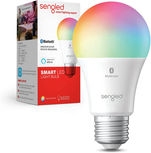 Sengled Smart Light Bulbs, Color Changing Alexa Light Bulb Bluetooth Mesh, Smart Bulbs That Work with Alexa Only, Dimmable LED Bulb A19 E26 Multicolor, High CRI, High Brightness, 8.7W 800LM, 1Pack