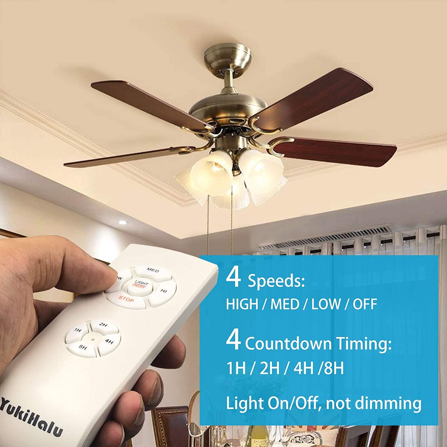 3-in-1 Small Size Universal Ceiling Fan Remote Control Kit with Light and Timing, Wireless Remote Control and Receiver Kits for Ceiling Fan Lamp