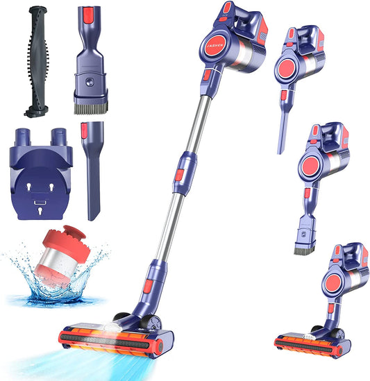 Cordless Vacuum Cleaner,Stick Vacuum Cleaner 250W 6 in 1 for Hard Floor Carpet Pet Hair, Vacuum Cleaner Wireless Portable with 2000mAh Battery, HEPA Filter & Led Display