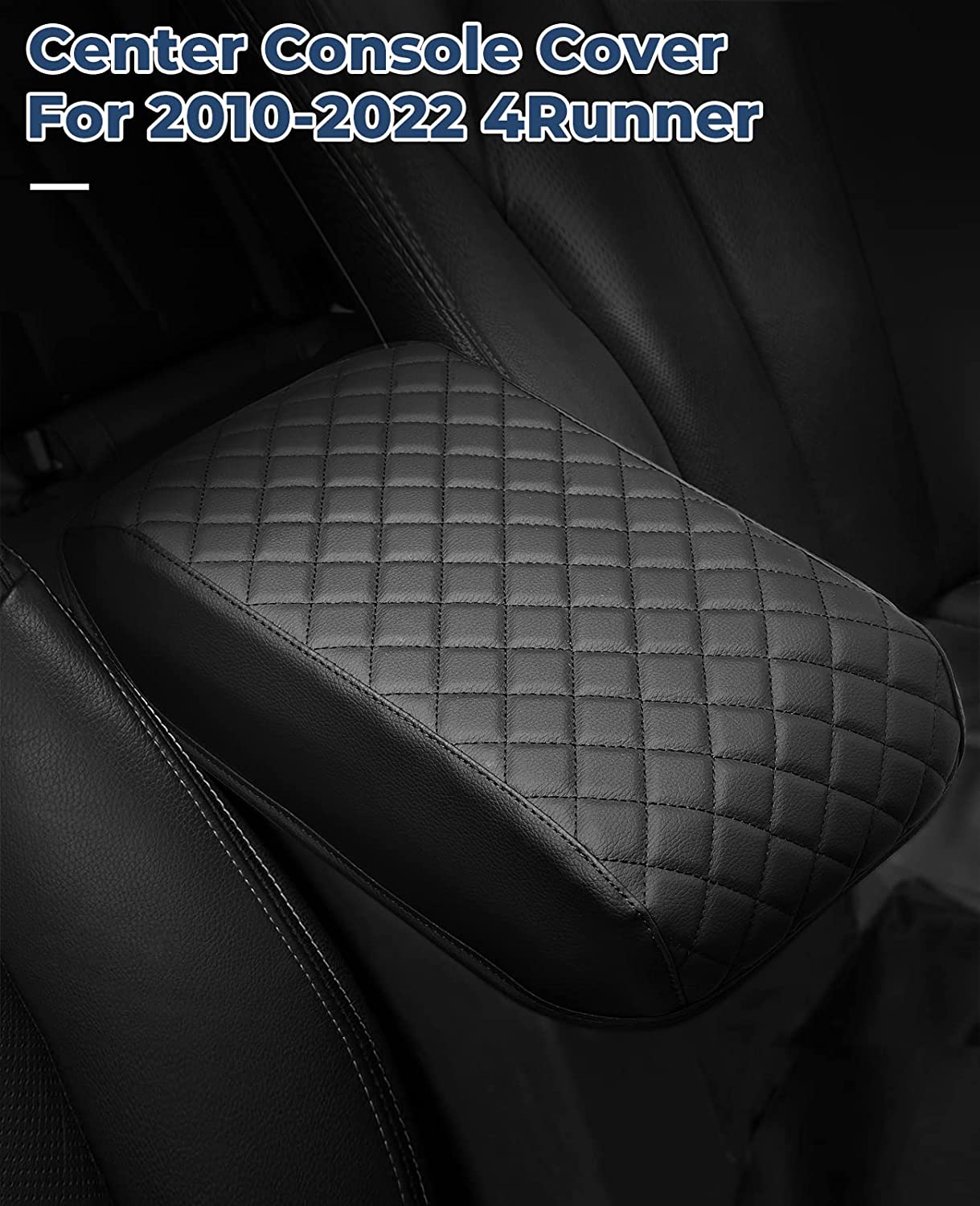 Center Console Cover Customized Armrest Cover Compatible with 2010-2022 4Runner, Soft Cozy Leather Arm Rest Covering for Car, Well-Make Durable Console Cushion Pad, Easy to Install, Black