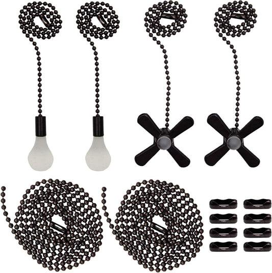Ceiling Fan Pull Chain Set Including 4Pcs Beaded Ball Fan Pull Chain Pendant, Extra 8Pcs Beaded and Pull Loop Connectors, 2Pcs 35.4 inches Fan Pull Chain Extension …