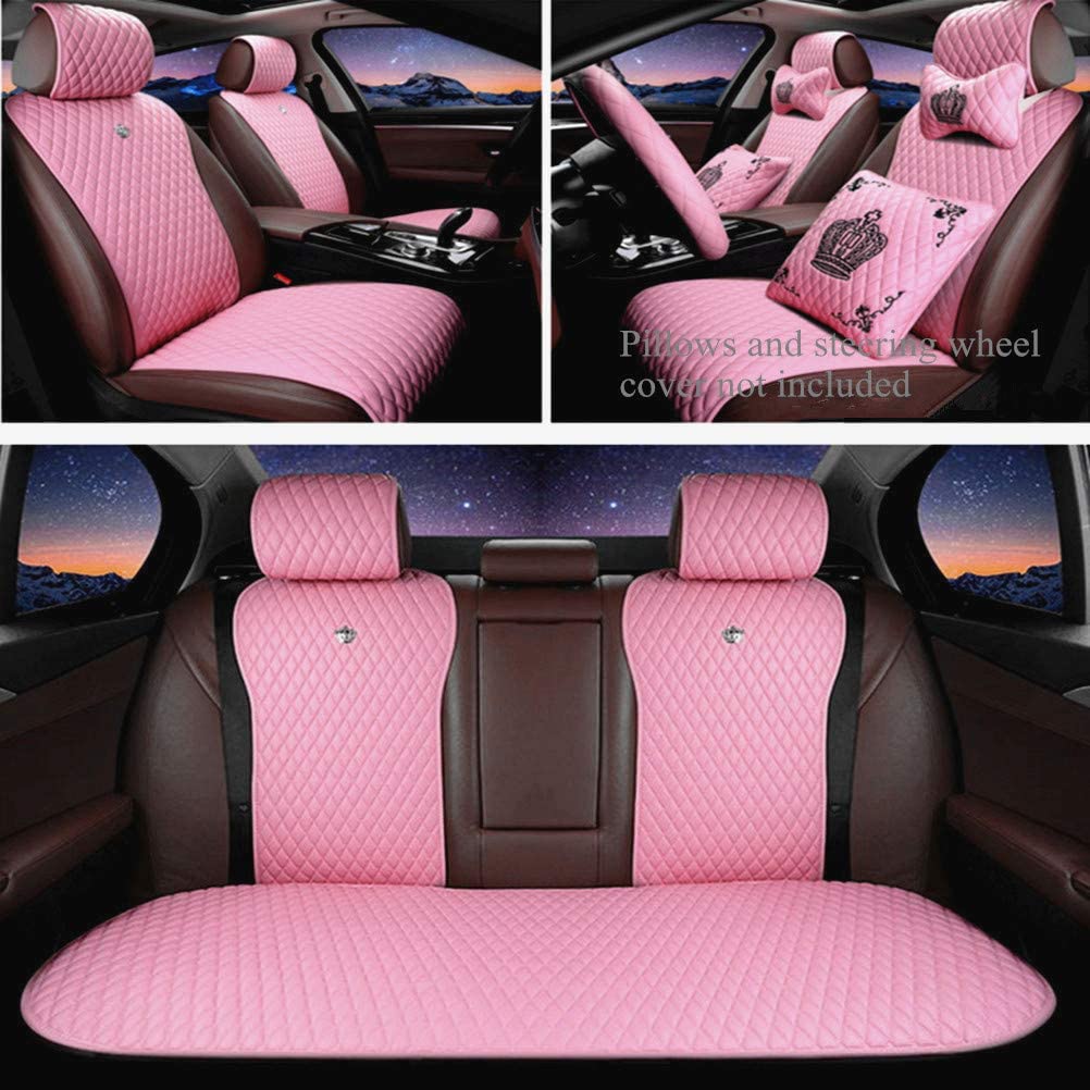 Universal Seat Covers for Cars Leather Seat Cover Pink Car Seat Cover 2/3 Covered 11PCS Fit Car/Auto/Truck/SUV (A-Light Pink)