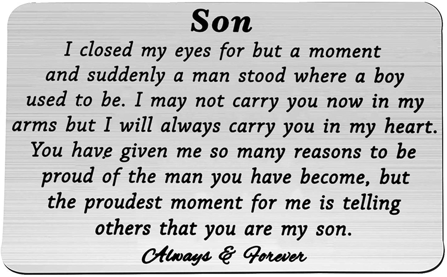 Wallet Card Proud of You Gifts I Closed My Eyes for A Moment Engraved Wallet Card for Son for Men