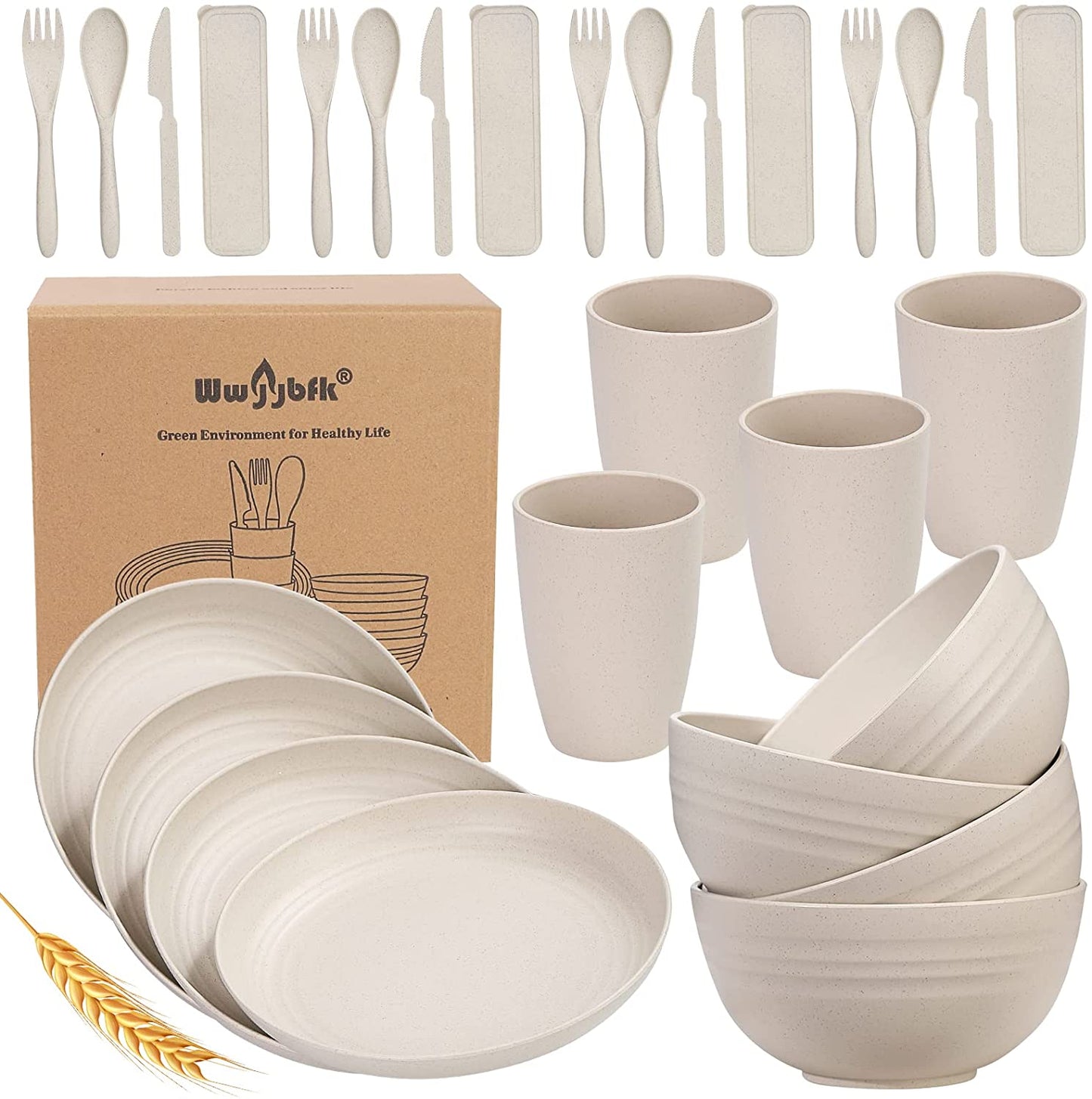 Wheat Straw Dinnerware Sets, 28PCS Unbreakable, Microwave and Dishwasher Safe Tableware Set, Lightweight Plates, Cups, Bowls, Forks (Colorful, Fork)