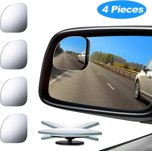 4 Pieces Fan-Shaped Automobile Rear Blind Spot Mirror, 360 Degree Rotating Design, Automobile Side Mirror Wide Angle Mirror Safety Convex Rearview Mirror for Car Truck Van (Natural Mirror Color)