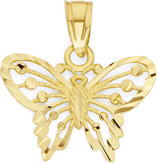 10k Solid Real Gold Butterfly Pendant Dainty Animal Charm Casual Everyday Wear Jewelry Charm