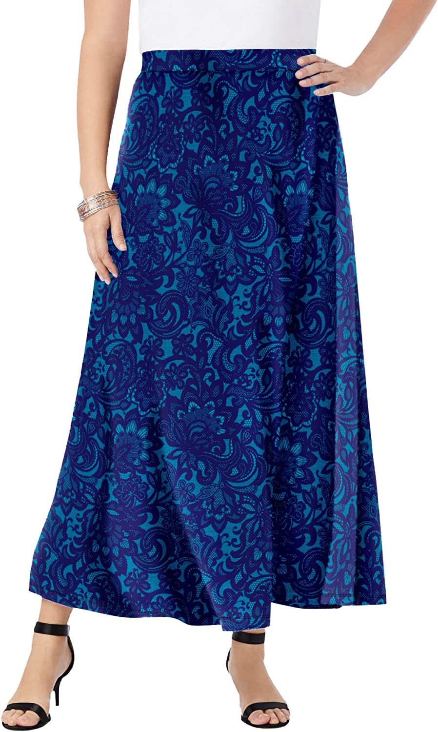 Women's Plus Size Ultrasmooth Fabric Maxi Skirt Stretch Jersey Long Length
