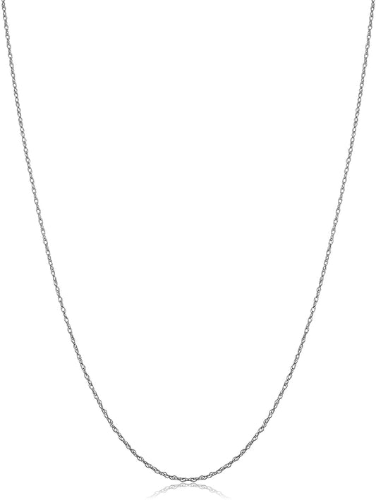14k White Gold Rope Chain Barely-There Necklace For Women (0.7 mm, 0.9 mm, 1 mm or 1.3 mm) - Thin And Lightweight