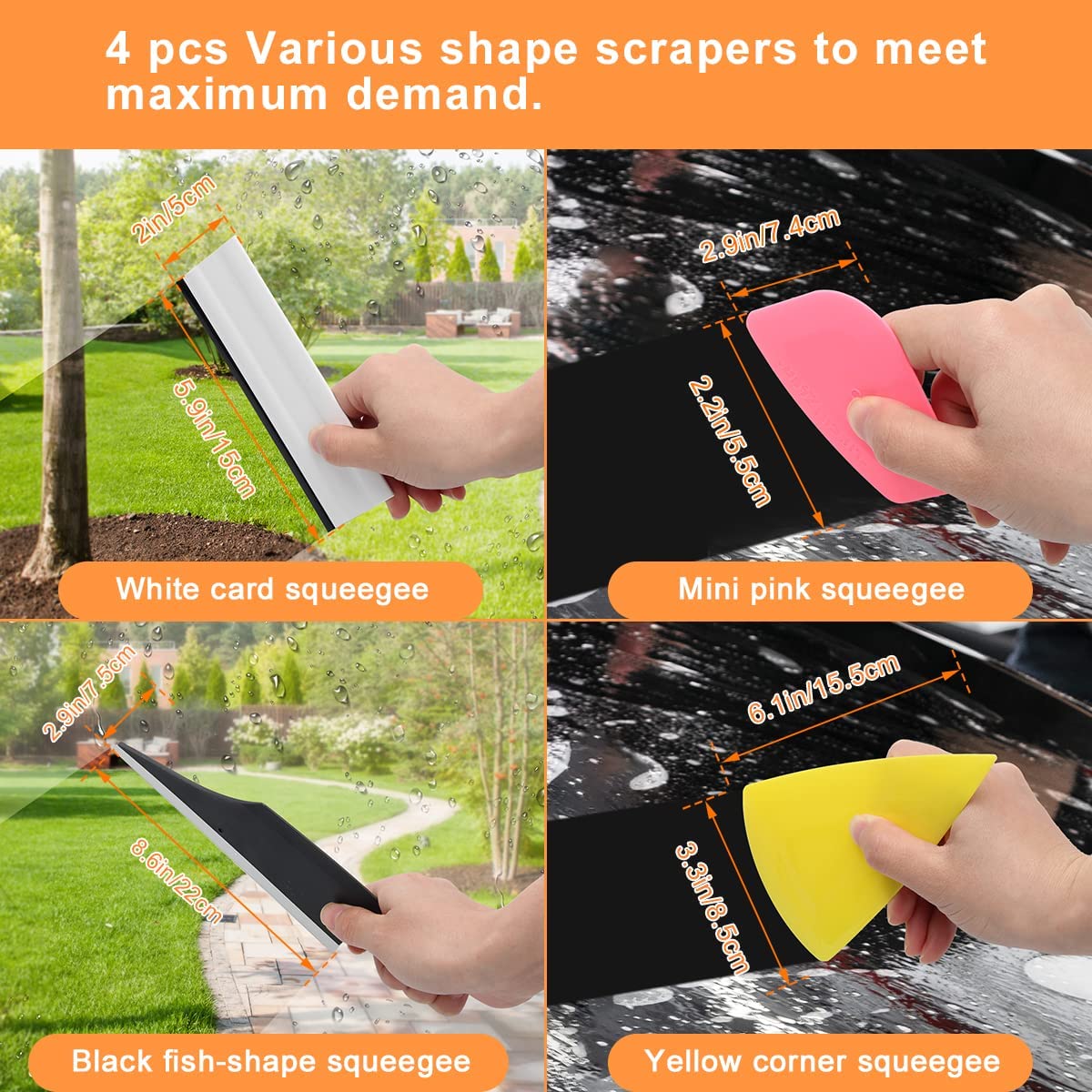 Car Window Tint Application Tools Kit, 9 Pcs Vehicle Glass Protective Film Installing Tool Car Window Film Squeegee Automotive Film Scrapers Window Tint Tools