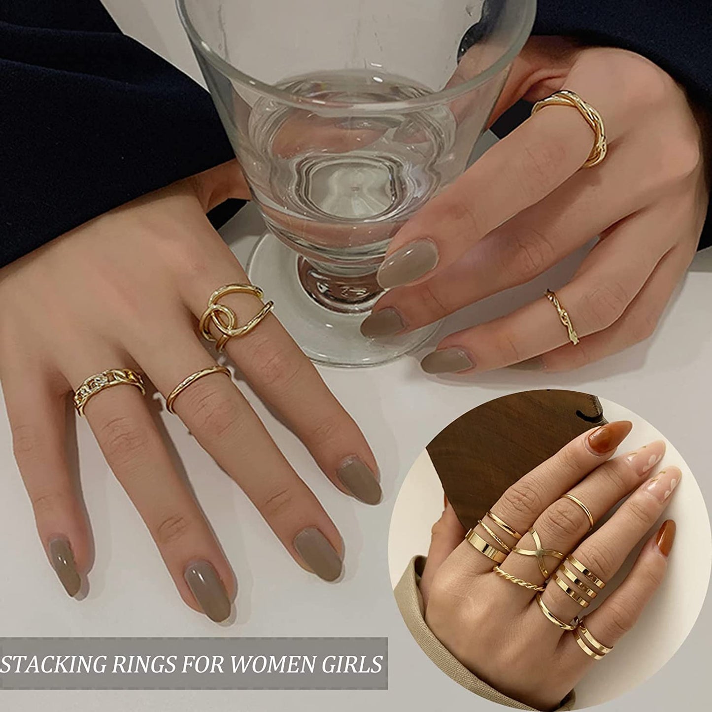 70 Pcs Vintage Gold Knuckle Rings Set for Women Girls, Boho Crystal Finger Rings Aesthetic Heart Chunky Ring, Silver Stackable Midi Rings Pack for Gift