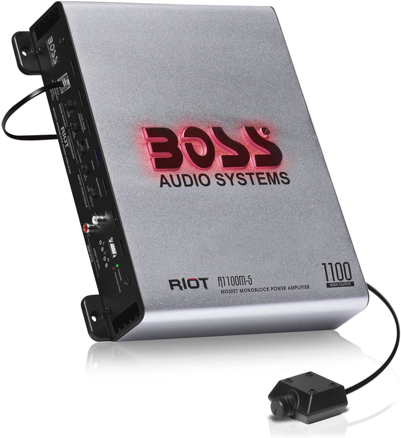 R1100M Riot Series Car Audio Subwoofer Amplifier - 1100 High Output, Monoblock, Class A/B, 2/4 Ohm Stable, Low/High Level Inputs, Low Pass Crossover, Mosfet Power Supply, Stereo