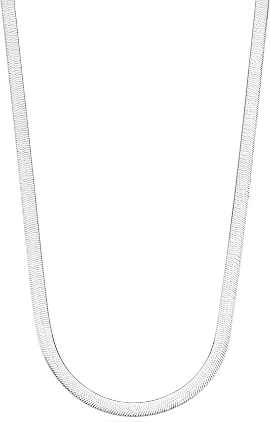 Miabella 925 Sterling Silver Italian Solid 4.5mm Flexible Flat Herringbone Chain Necklace Men Women, 925 Made in Italy