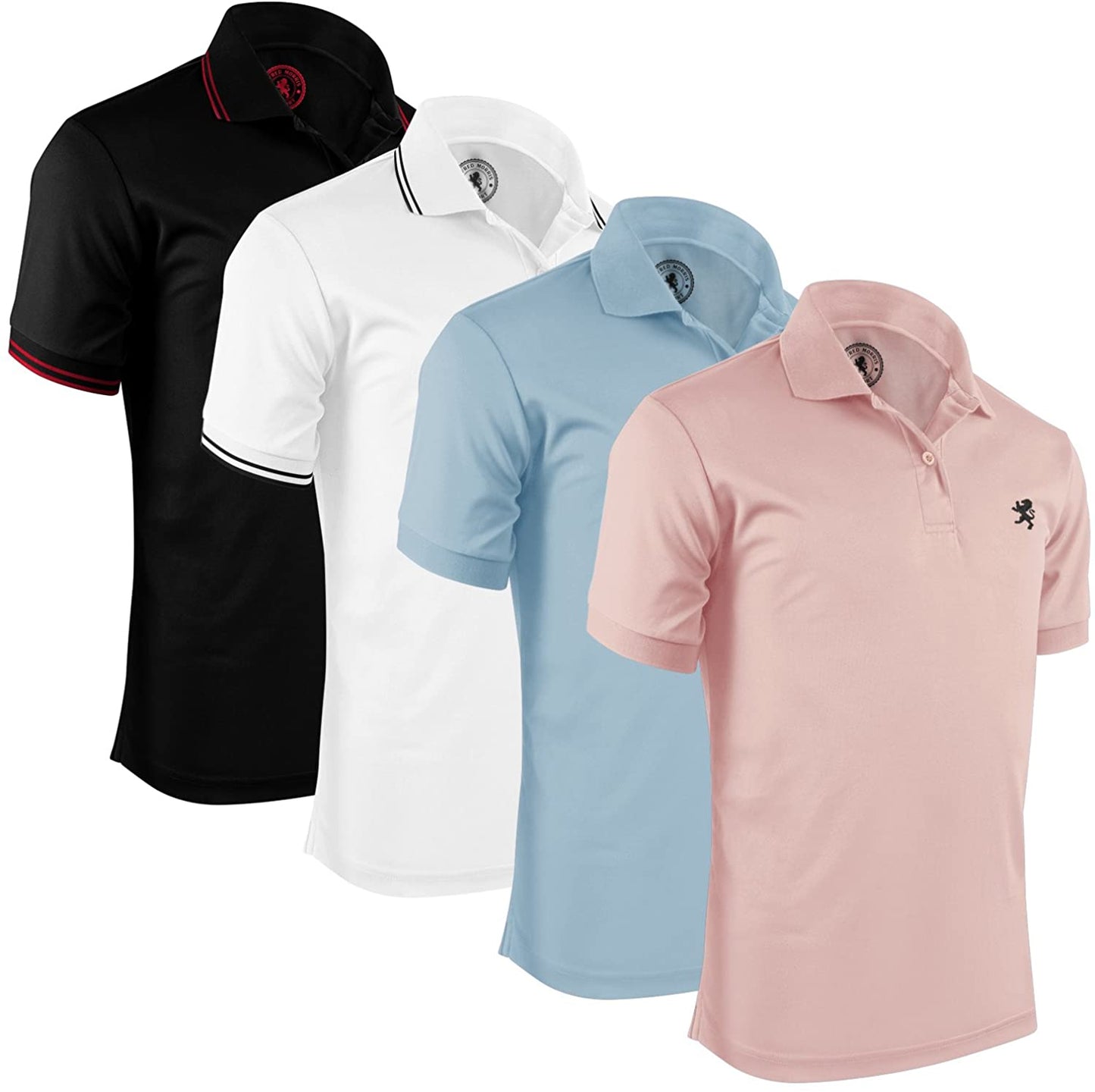 Mens Striped Short Sleeve Polo Shirts 4 Pack