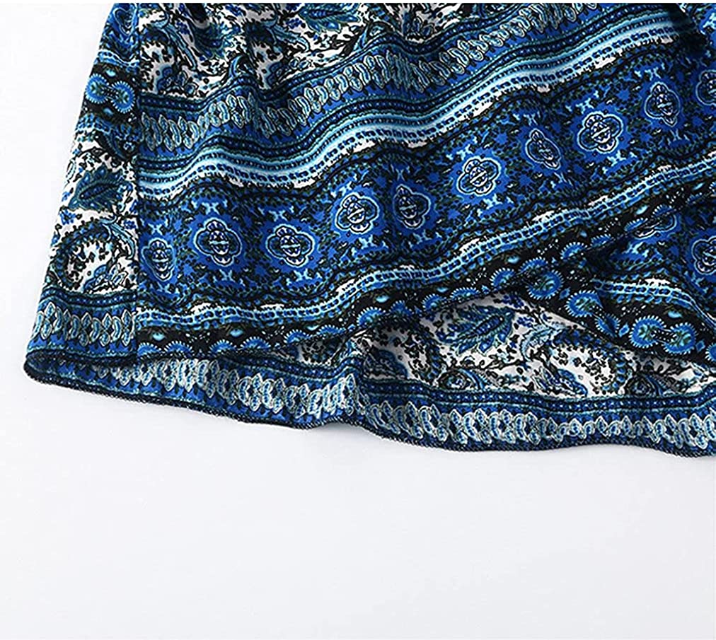 ForeMode Women Boho Print High Waist Side Wrap Bohemian Asymmetric Hem Maxi Long Skirt One Size