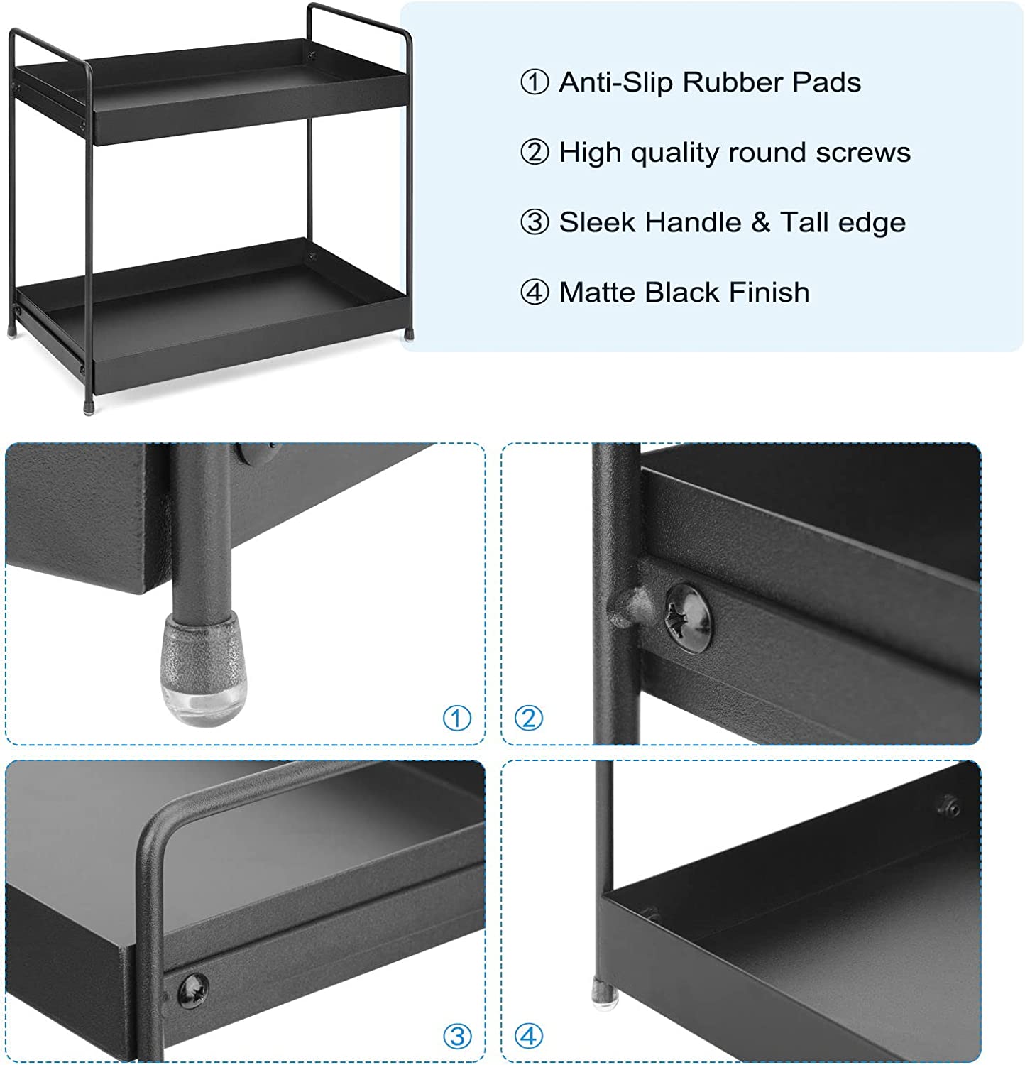 2 Tier Bathroom Organizer Countertop Storage, Makeup Holder Spice Rack Organization Cabinet Organizers Tray for Dresser Cosmetic Shelf Home Kitchen