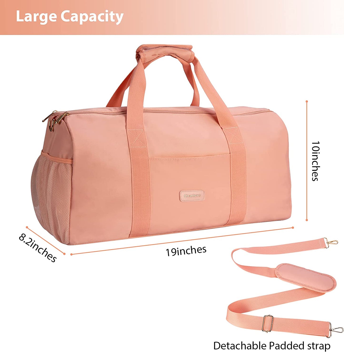 Sports Gym Bag for Men Women,Travel Duffel Bags,Shoe Bag Dry Bag Weekender Bag Waterproof for Swimming Fitness Gym Birthday Gifts For Women (Pink)