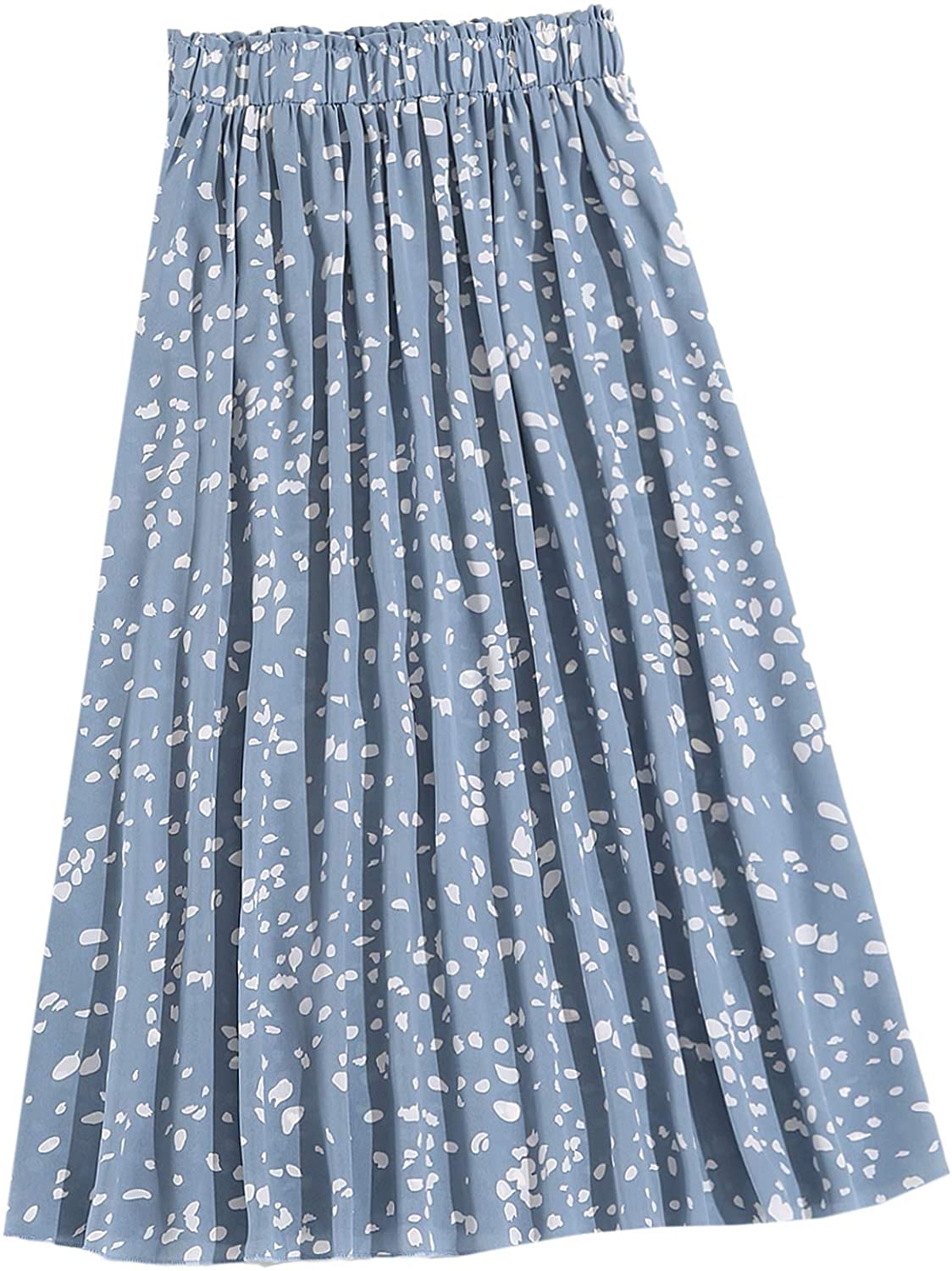 Women's Boho Elastic Waist Scarf Print Pleated Midi Skirt