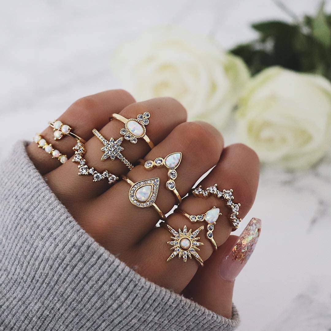 6-16 PCS Knuckle Stacking Rings for Women Teen Girls,Boho Vintage Finger Rings Stackable Gold Silver Midi Rings Set Multiple Rings Pack Size 5-10