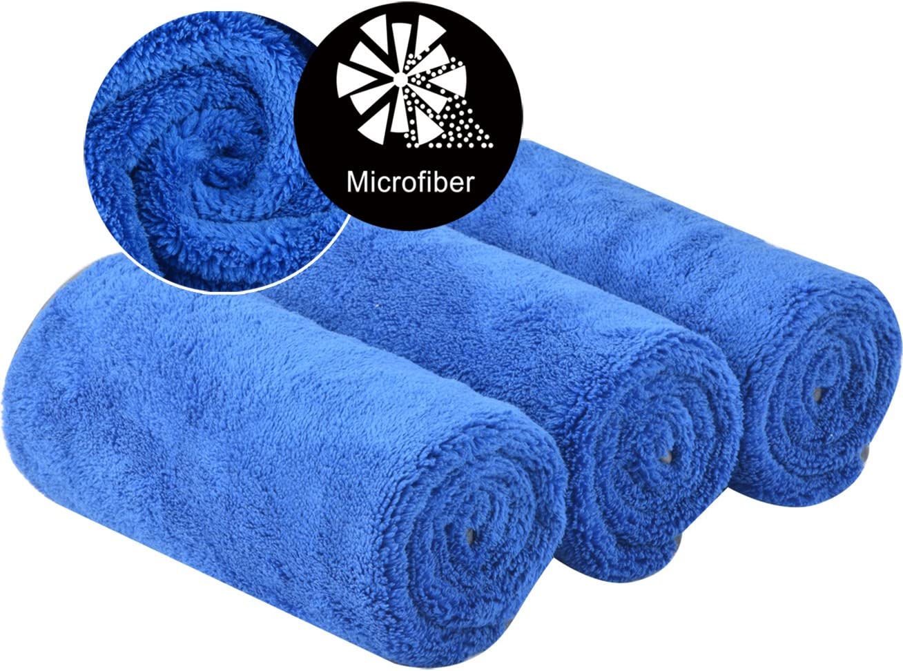 Car Drying Towel Absorbent Car Wash Towels Soft Microfiber Drying Towels for Car Detailing Lint-Free and Scratch-Free Ideal for auto Trucks Boats SUV 16inch x 24inch 3 Pack Blue