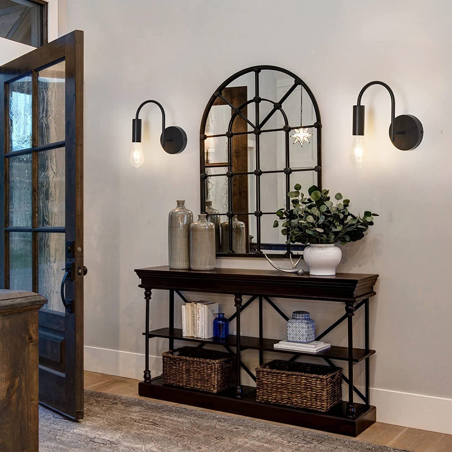 Wall Sconce,Black Wall Light Fixture,1-Light Metal Wall Light for Foyer Bedroom Living Room Dining Room.