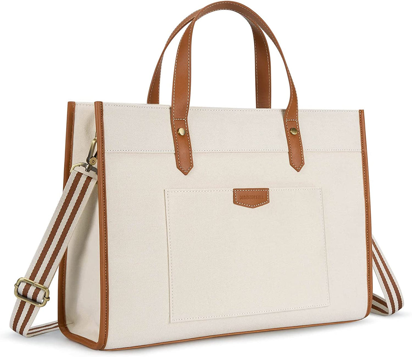 Bag Missnine Canvas Laptop Bag 15.6 inch Work Shoulder Bags Casual Briefcase Handbag for Travel, Office, School