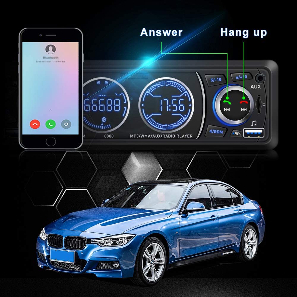 Car Stereo with Bluetooth Single din in Dash car Stereo aduio stereos for car Support USB Port, SD Card AUX in with Remote Control