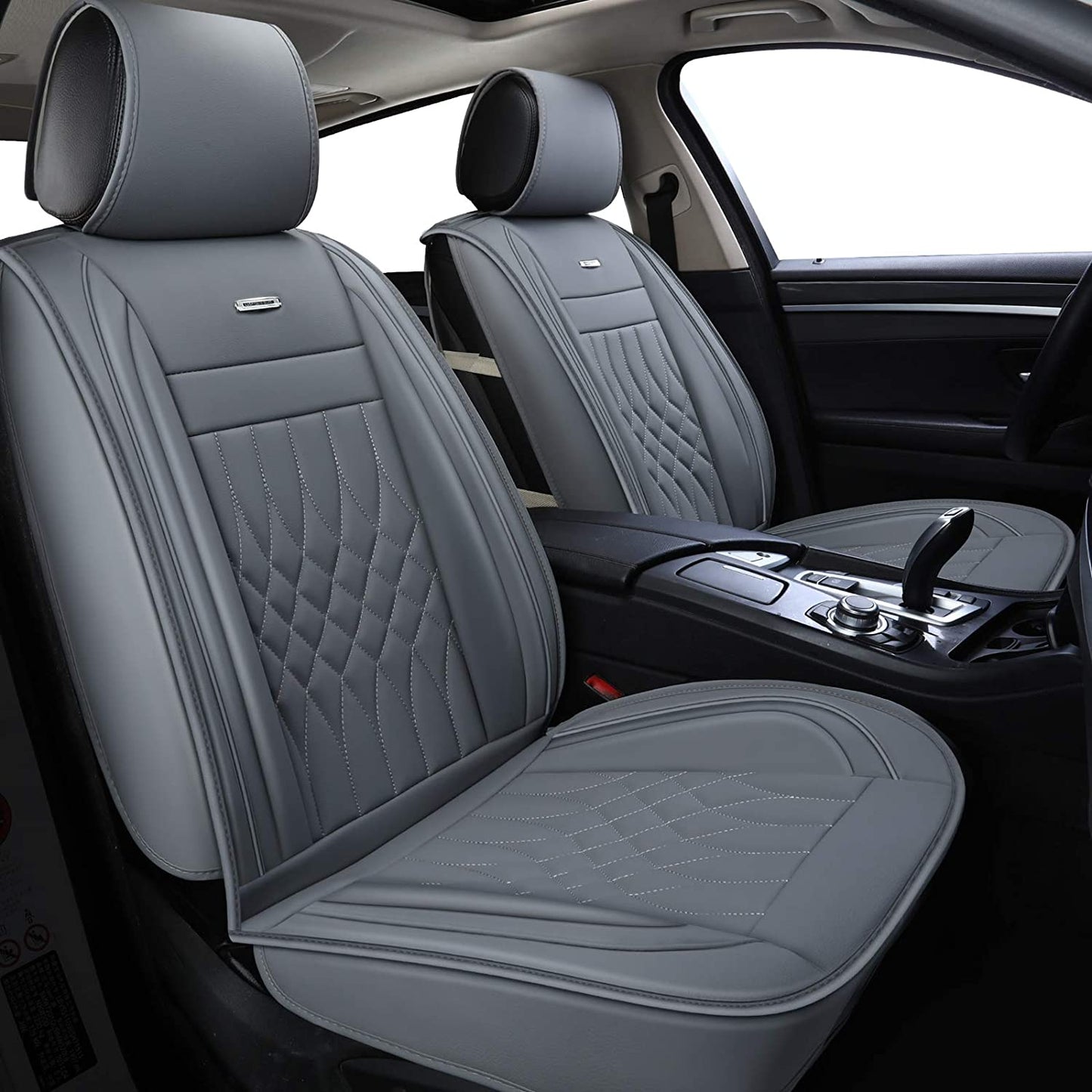 5 Car Seat Covers Full Set with Waterproof Leather Universal Fit for Elantra Sonata Sportage RAV4 CRV Altima Accord Chevy Equinox (Black Full Set)